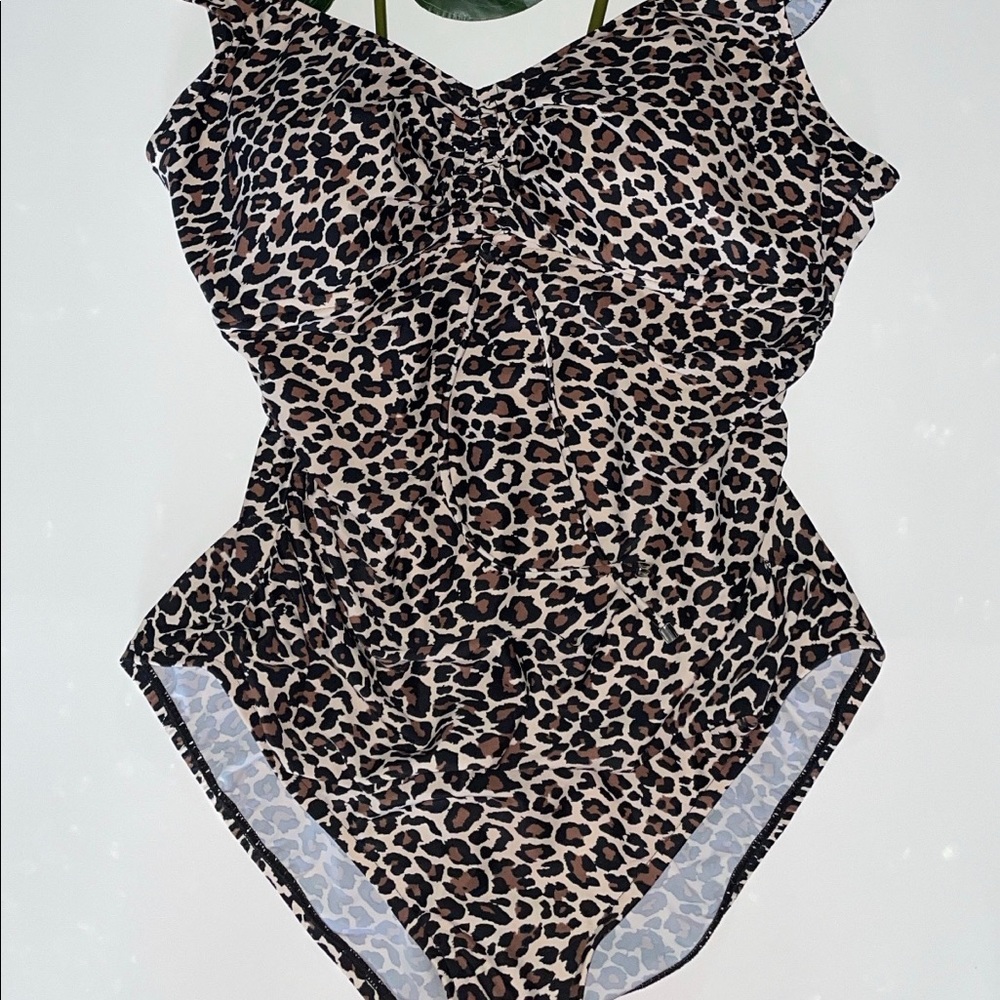 AQUAGREEN- Women’s Cinch/Front Leopard OnePiece XL
